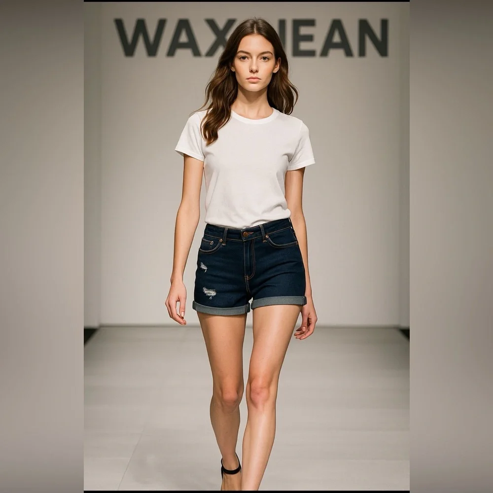 Wax Jean blue Jean Shorts Distressed Cuffed - Picture 1 of 8
